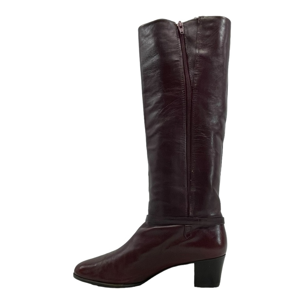 Vintage 70s SALVATORE FERRAGAMO Womens 9.5 Leather Knee High Riding Boots Bow - Picture 3 of 16